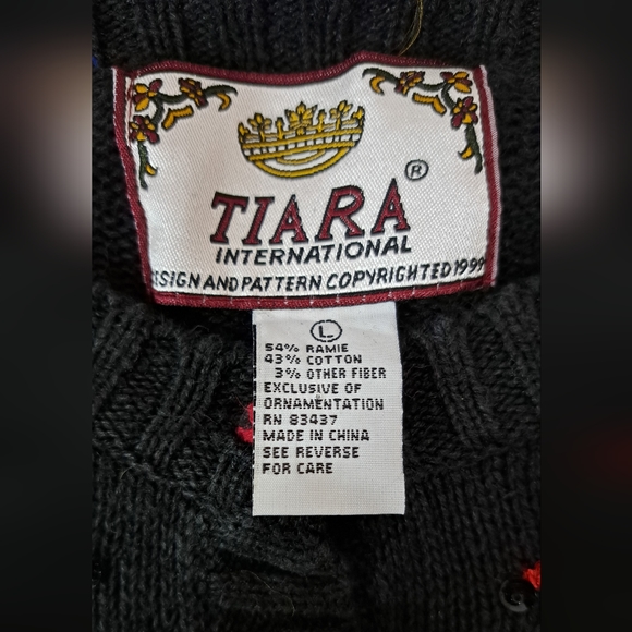 TIARA INTERNATIONAL Vintage 1999 Happy New Year 2000 Millennium Cardigan Sweater - Picture 12 of 14